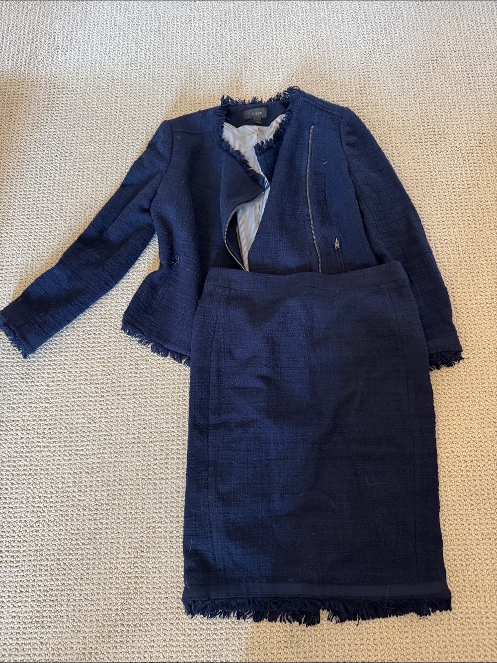 J. CREW TWEED MOTO JACKET WITH PENCIL SKIRT